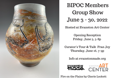 Evanston Made BIPOC Members Group Show Header with Ceramic Vase by Cherie Lockett