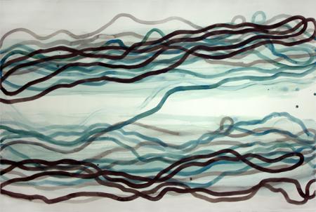blue and black curving lines 