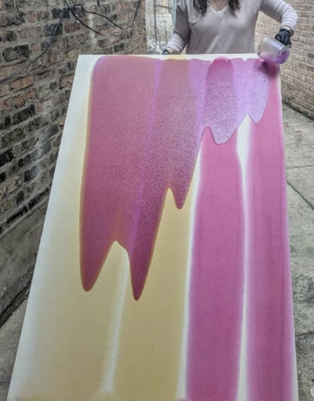 yellow and pink drip painting