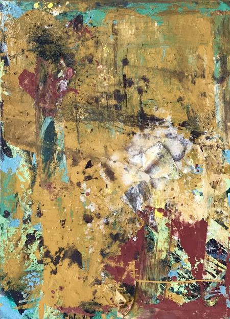 multicolored, textured painting