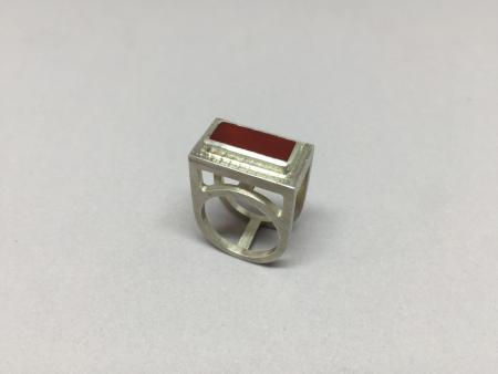 silver and red ring