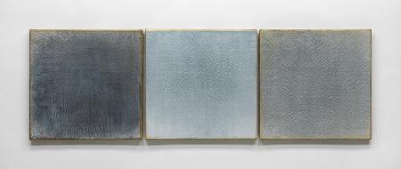 three paneled solid colored paintings 