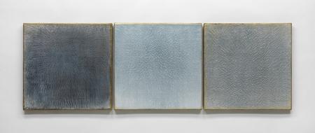 three paneled solid colored paintings